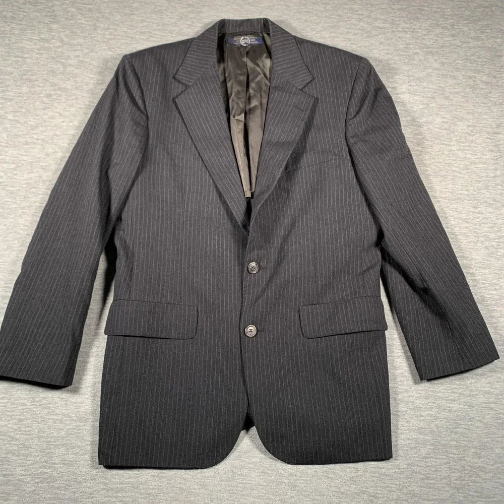 Brooks Brothers Blazer Mens 39 Regular Gray Pinstripe Wool Two Button Jacket USA